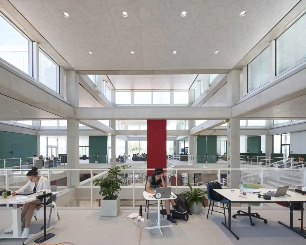 Students working in the open-plan learning space of the SQUARE Learning Center