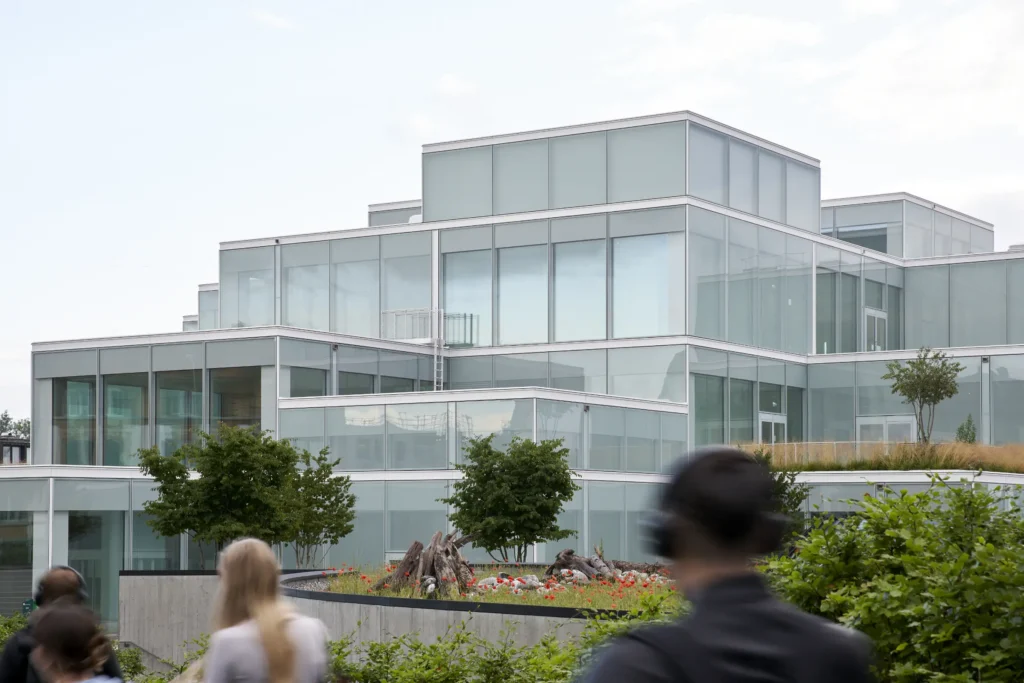 Students on the public square at the SQUARE Learning Center by Sou Fujimoto