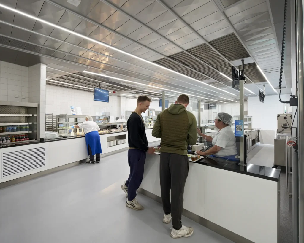 Cafeteria with students at the KMAC Center for Advanced Mobility in Aachen