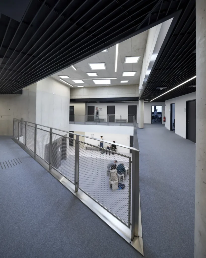 Lobby with skylights inside the KMAC building by studioMDA in Aachen