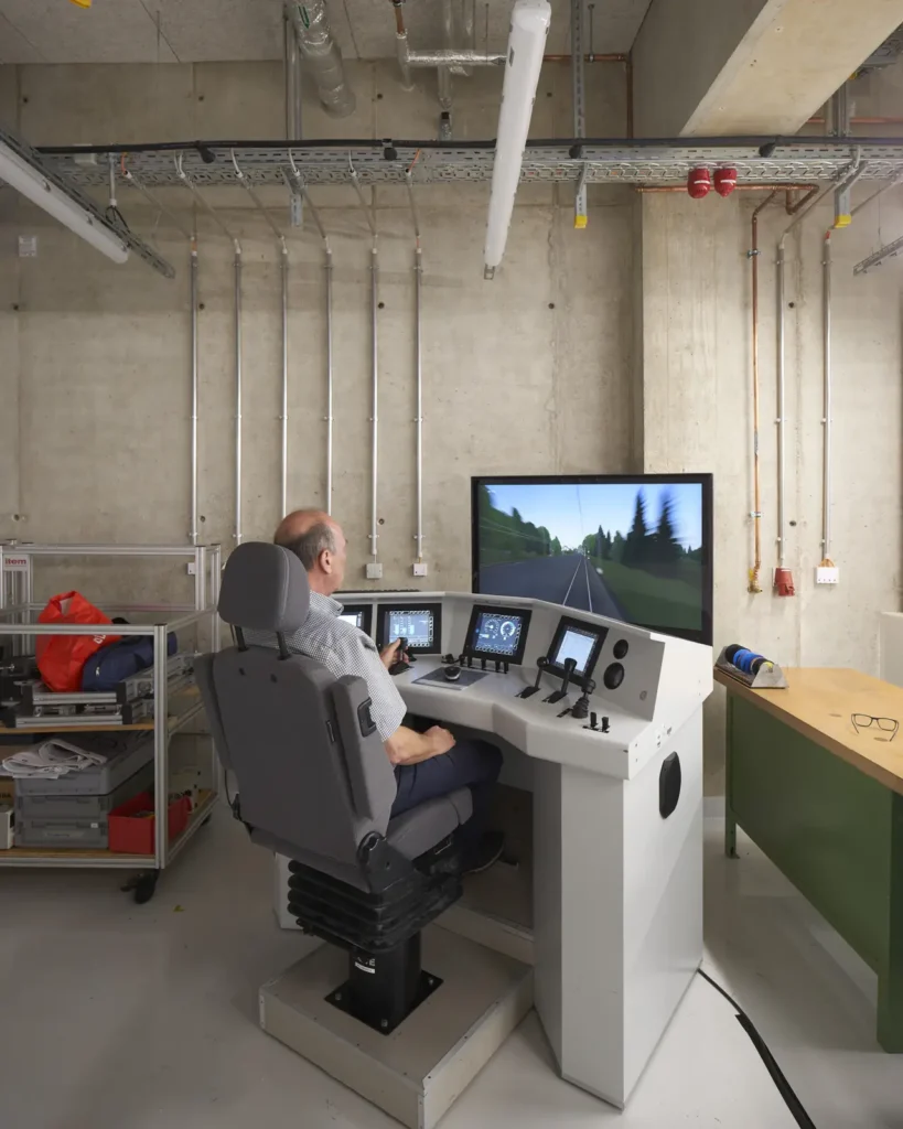 Driving simulator station inside the KMAC Center for Advanced Mobility