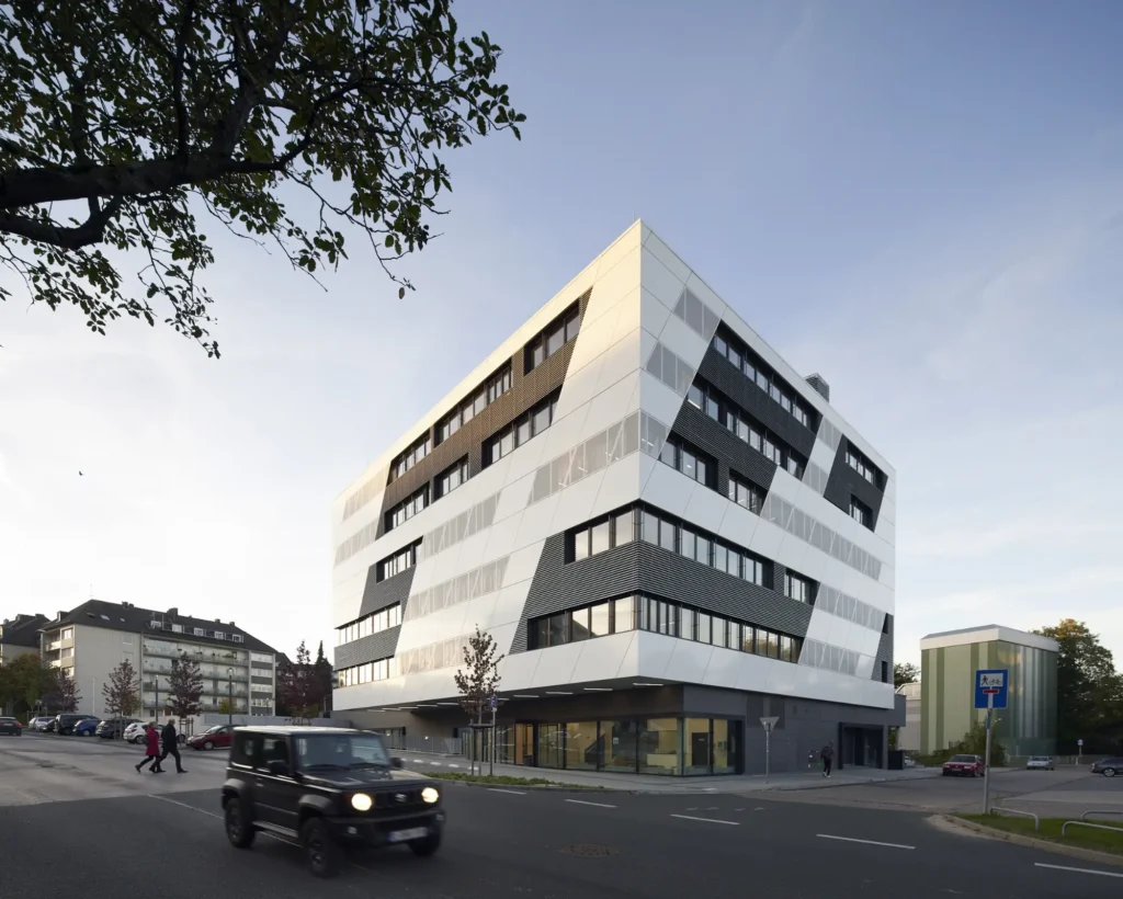 Early morning view toward the KMAC building by studioMDA in Aachen