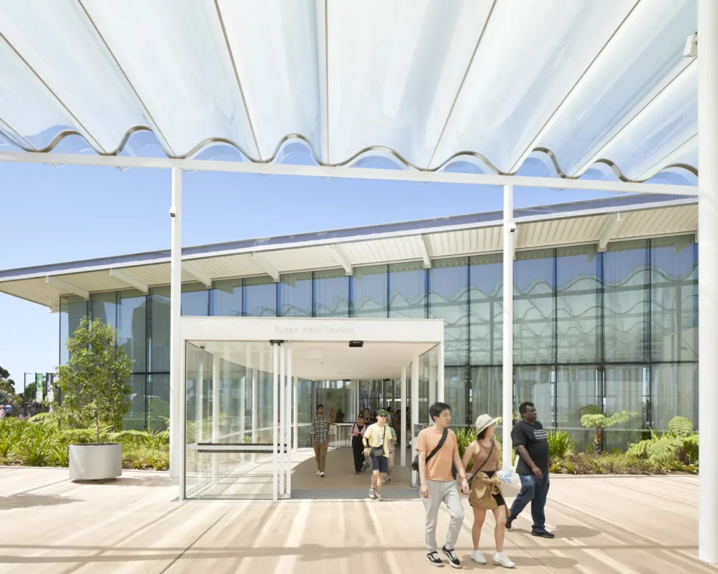 Visitors leaving the Sydney Modern extension of the Art Gallery of New South Wales by SANAA