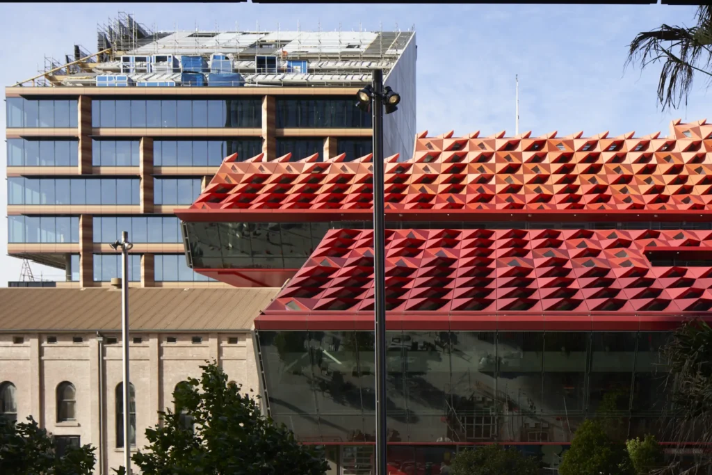 PHIVE building in Parramatta cityscape with neighbouring office buildings