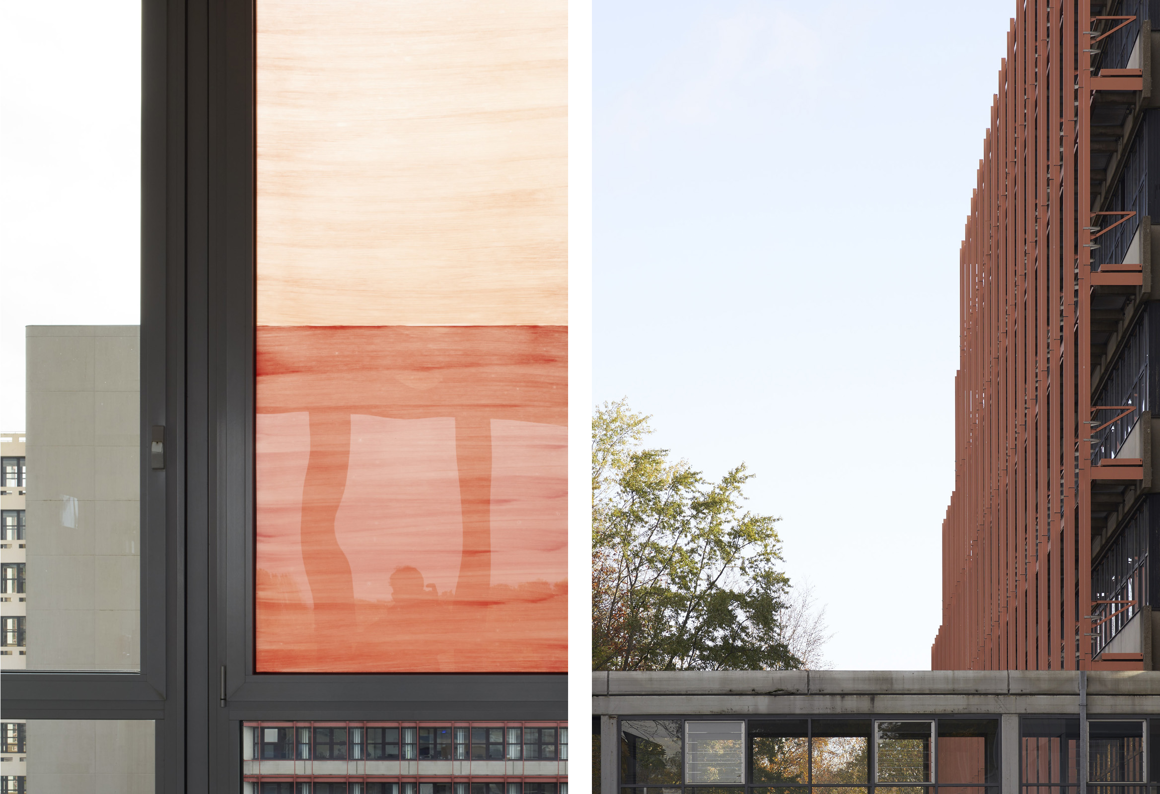 Red facade and window at Hochschule Bochum by Nils Koenning Photo/Work